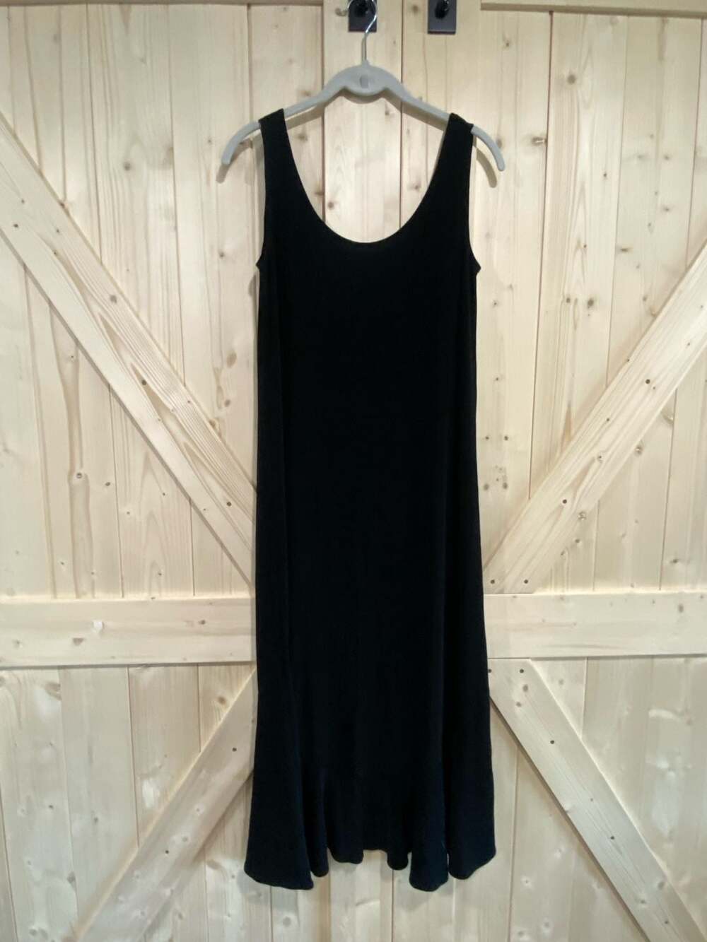 Chico's Travelers Black Sleeveless Ruffle Hem Maxi Dress size Large